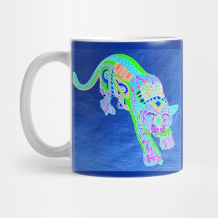 fluorescent tiger cat in mandala ecopop Mug